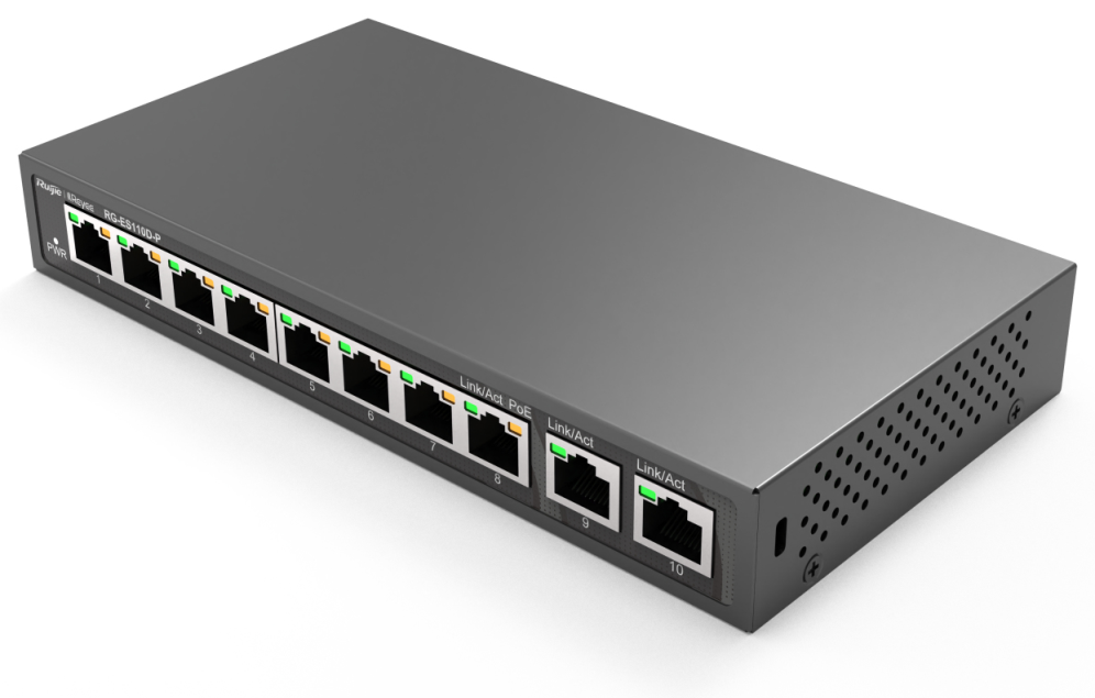 Ruijie Networks RG-ES110D-P switch No administrado Fast Ethernet (10/100) Energía sobre Ethernet (PoE) Negro