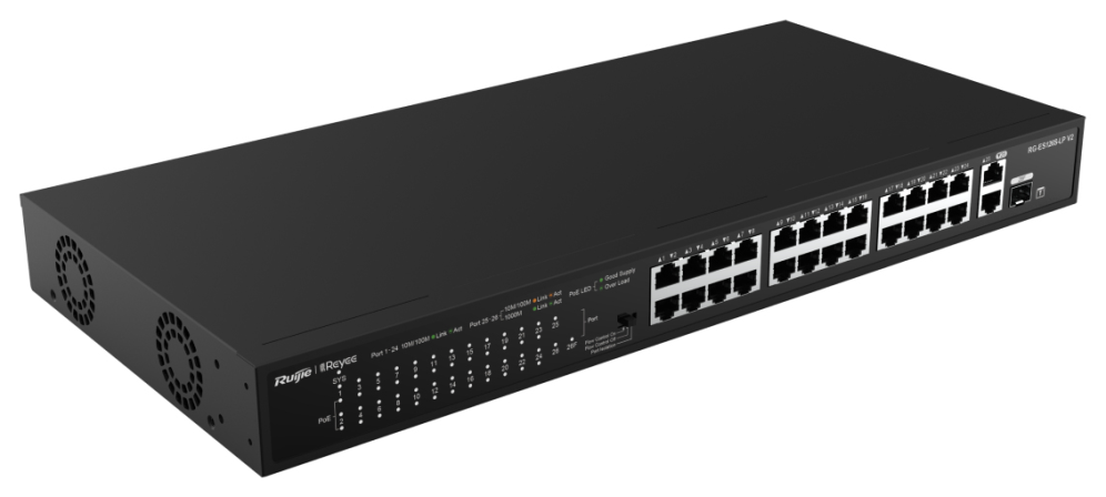 Ruijie Networks RG-ES126S-LP V2 switch No administrado Fast Ethernet (10/100) Energía sobre Ethernet (PoE) Negro