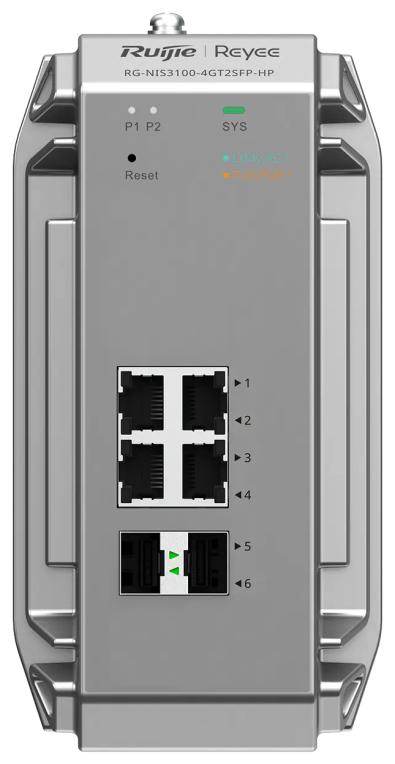 Ruijie Networks RG-NIS3100-4GT2SFP-HP switch Gestionado L2 Gigabit Ethernet (10/100/1000) Energía sobre Ethernet (PoE) Gris