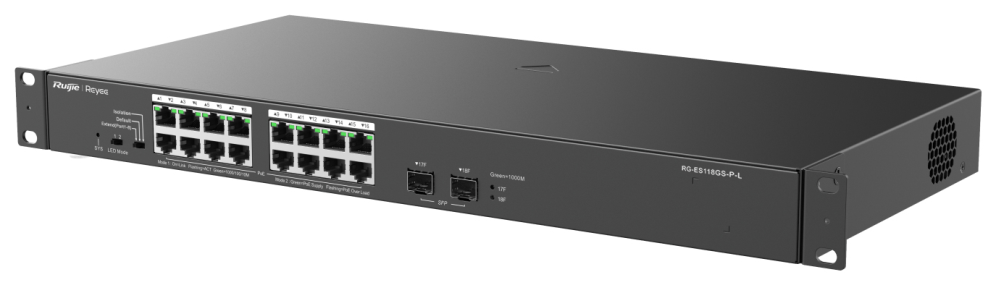 Ruijie Networks RG-ES118GS-P-L switch No administrado L2 Gigabit Ethernet (10/100/1000) Energía sobre Ethernet (PoE) Negro