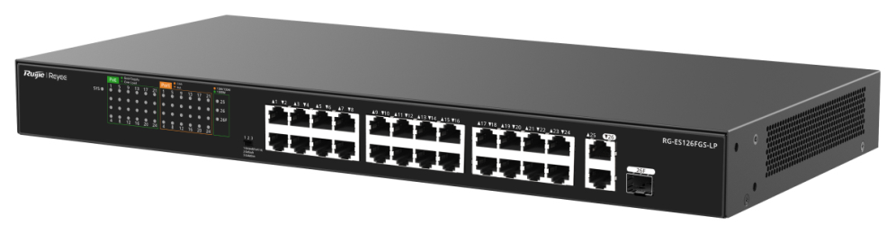 Ruijie Networks RG-ES126FGS-LP switch No administrado L2 Fast Ethernet (10/100) Energía sobre Ethernet (PoE) Negro