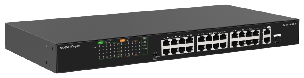 Ruijie Networks RG-ES126FGS-LP switch No administrado L2 Fast Ethernet (10/100) Energía sobre Ethernet (PoE) Negro