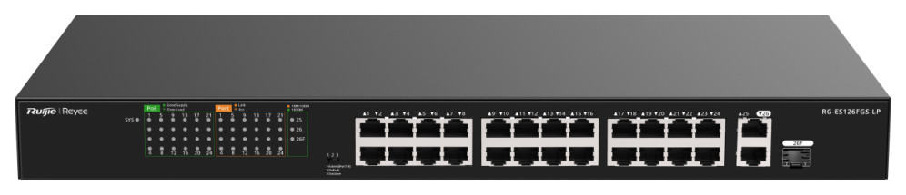 Ruijie Networks RG-ES126FGS-LP switch No administrado L2 Fast Ethernet (10/100) Energía sobre Ethernet (PoE) Negro