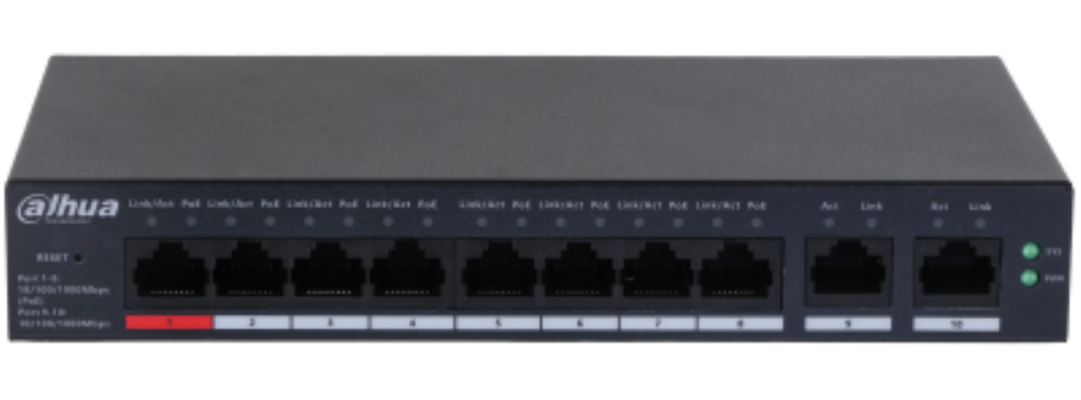 Dahua Technology DH-CS4010-8GT-110 switch Gestionado L2 Gigabit Ethernet (10/100/1000) Energía sobre Ethernet (PoE) Negro