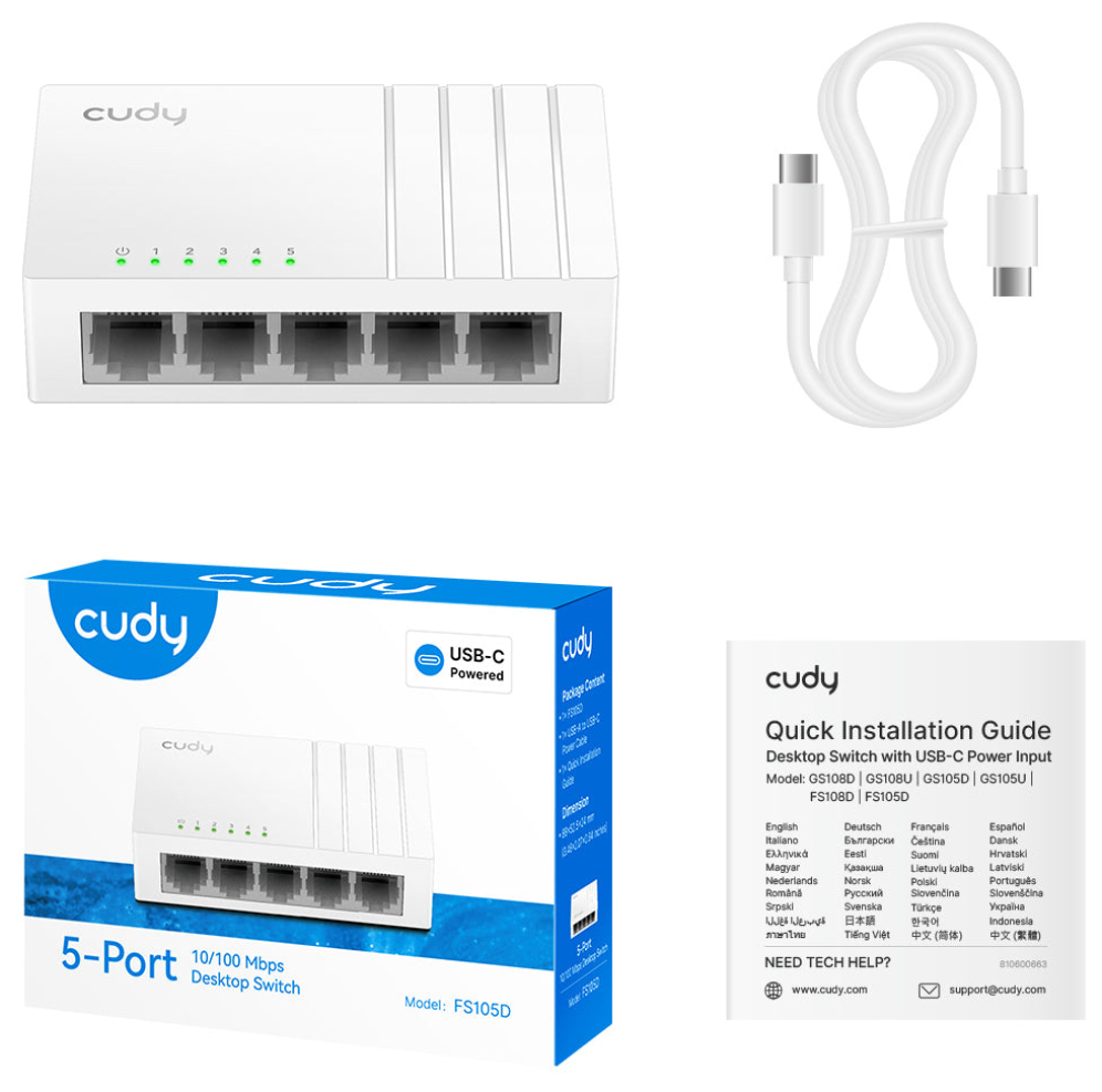 Cudy FS105D switch No administrado Fast Ethernet (10/100) Blanco
