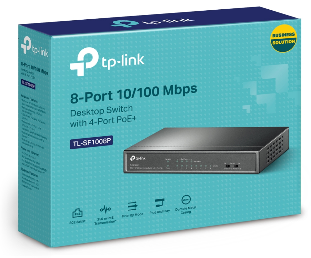 TP-Link TL-SF1008P No administrado Fast Ethernet (10/100) Energía sobre Ethernet (PoE) Negro
