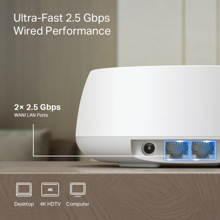 TP-Link DECO BE25(2-PACK) sistema Wi-Fi Mesh (Wi-Fi en malla) Doble banda (2,4 GHz / 5 GHz) Wi-Fi 7 (802.11be) Blanco Interno