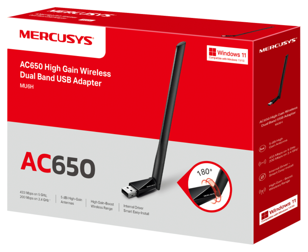 Mercusys MU6H adaptador y tarjeta de red WLAN 650 Mbit/s
