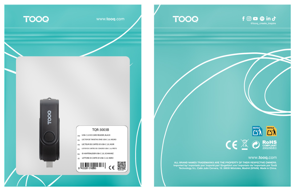 TooQ TQR-3003B lector de tarjeta