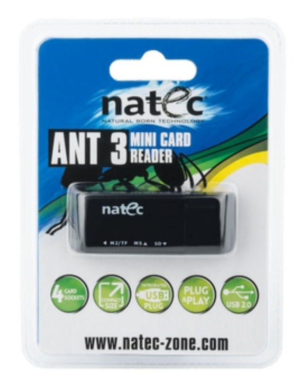 NATEC ANT 3 Mini lector de tarjeta USB 2.0 Negro