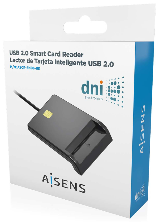 AISENS Lector de Tarjeta Inteligente DNI, Negro