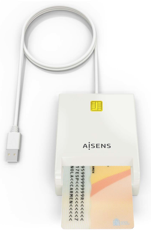 AISENS Lector de Tarjeta Inteligente DNI, Blanco