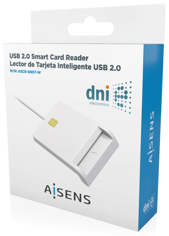AISENS Lector de Tarjeta Inteligente DNI, Blanco