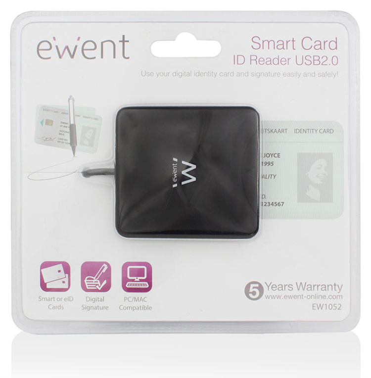 Ewent EW1052 lector de tarjeta inteligente USB USB 2.0 Negro