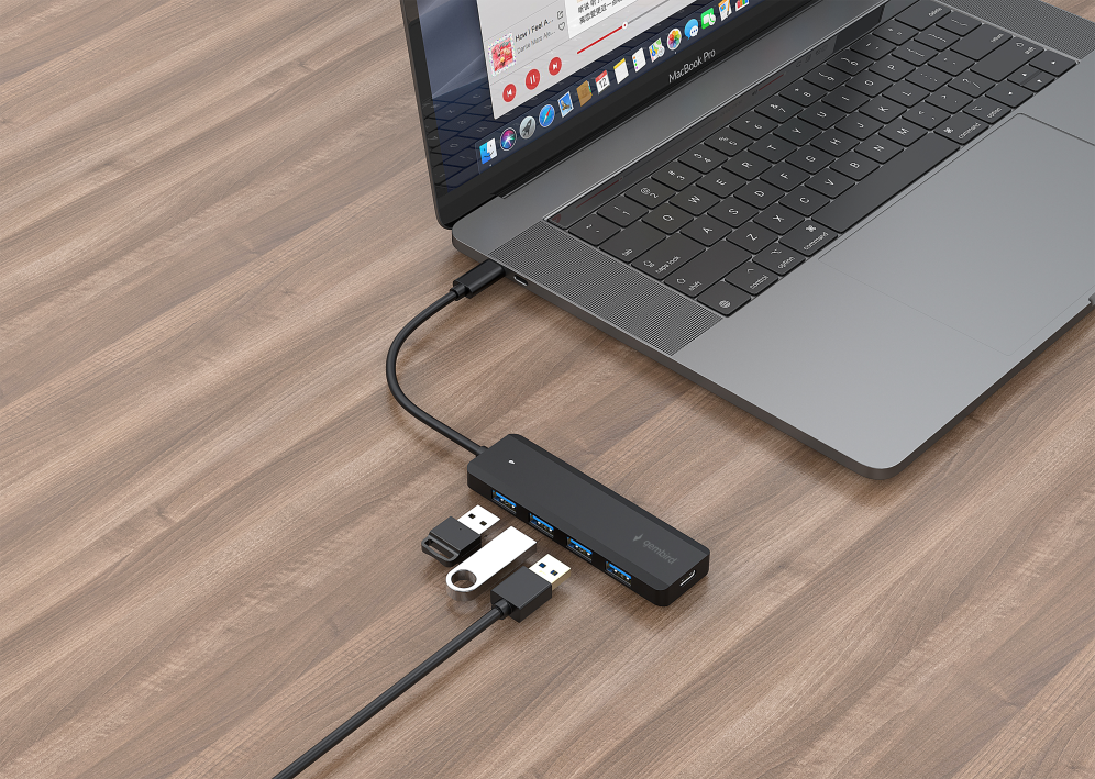 Gembird UHB-CM-U3P4P-01 hub de interfaz USB 3.2 Gen 1 (3.1 Gen 1) Type-C Negro