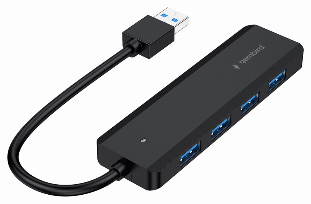 Gembird UHB-U3P4P-02 hub de interfaz USB 3.2 Gen 1 (3.1 Gen 1) Type-A 5000 Mbit/s Negro