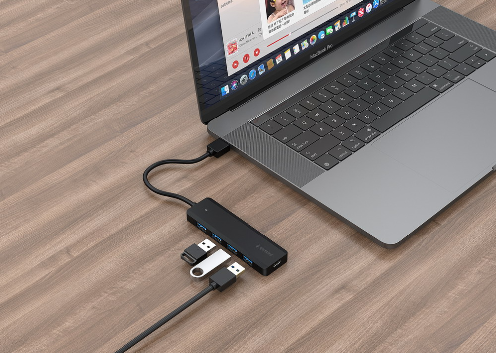 Gembird UHB-U3P4P-02 hub de interfaz USB 3.2 Gen 1 (3.1 Gen 1) Type-A 5000 Mbit/s Negro