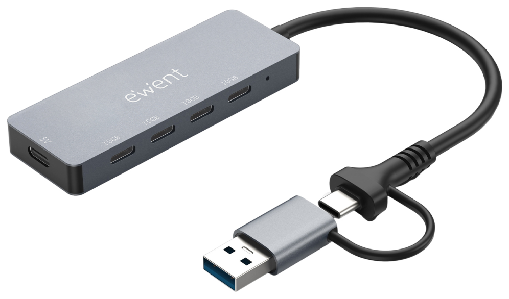 Ewent EW1151 hub de interfaz USB Tipo C 10000 Mbit/s Gris