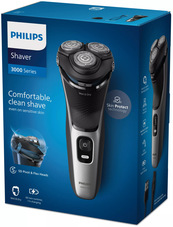 Philips 3000 series Shaver S3143/00 Afeitadora eléctrica en seco y en mojado