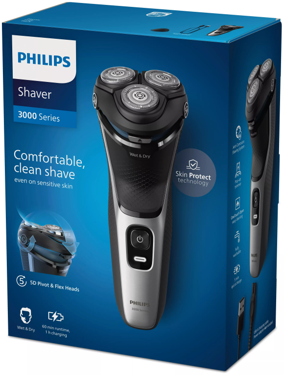 Philips 3000 series Shaver S3143/00 Afeitadora eléctrica en seco y en mojado