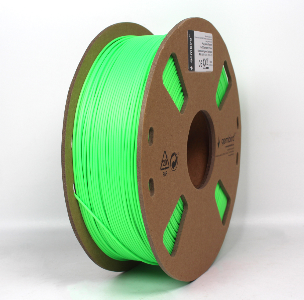 Gembird 3DP-PLA1.75-01-FG material de impresión 3d Ácido poliláctico (PLA) Verde fluorescente 1,4 kg