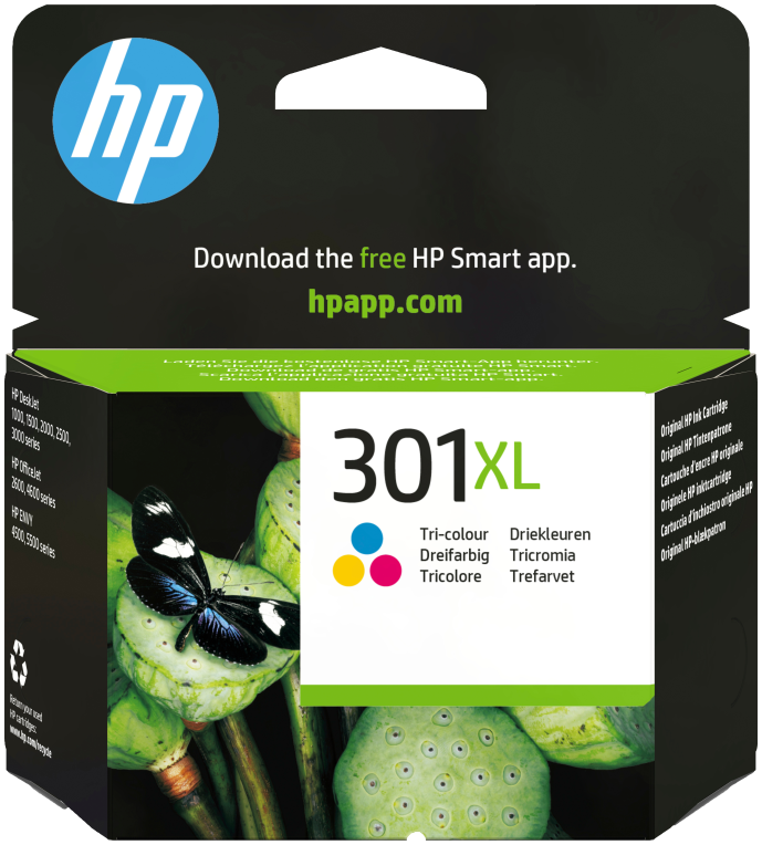 HP Cartucho de tinta original 301XL de alta capacidad Tri-color