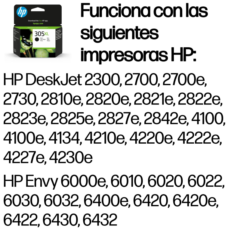 HP Cartucho de tinta Original 305XL de alta capacidad negro