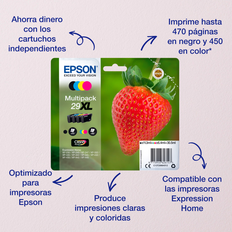 Epson Strawberry Singlepack Magenta 29XL Claria Home Ink