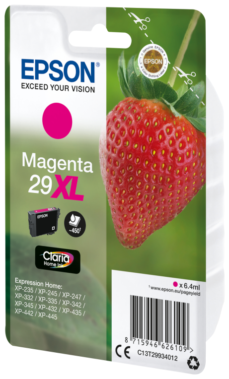 Epson Strawberry Singlepack Magenta 29XL Claria Home Ink