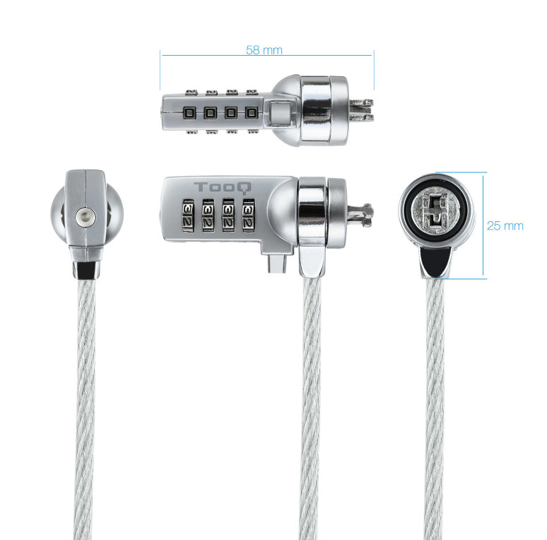 CABLE SEGURIDAD TOOQ COMBINACION 1.5M RANURA KENSINGTON