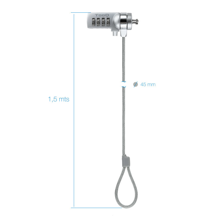 CABLE SEGURIDAD TOOQ COMBINACION 1.5M RANURA KENSINGTON