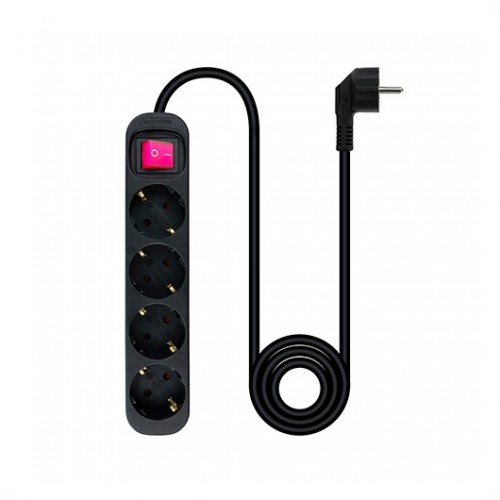 REGLETA 4 TOMAS 1.4M CON INTERRUPTOR NANOCABLE NEGRO 4 TOMAS/ 250V/ PROTECCION