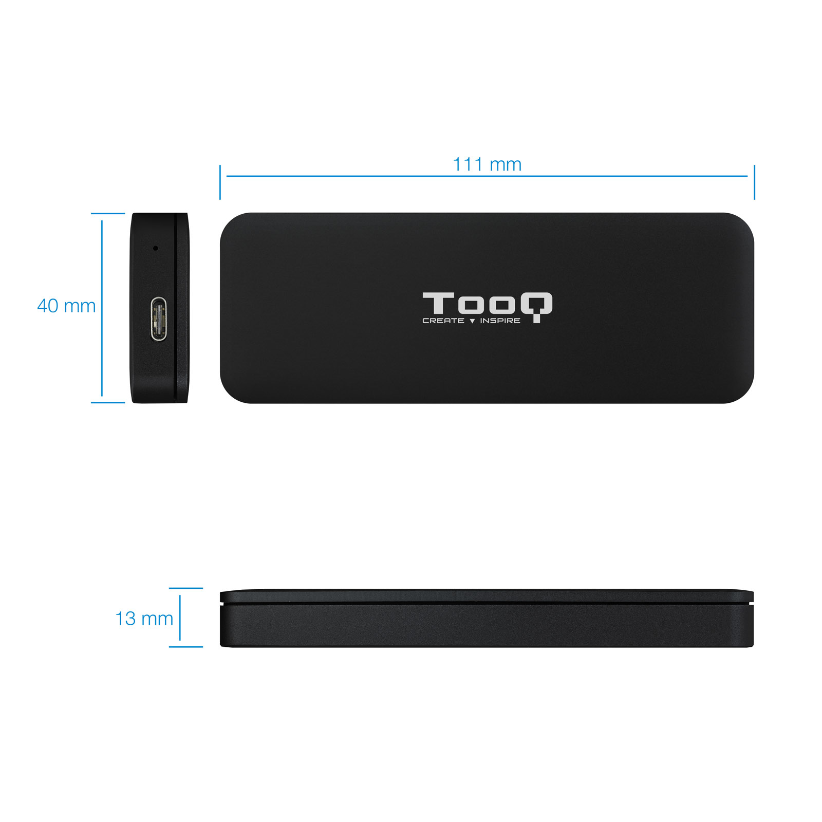 CAJA EXTERNA TOOQ TQE-2280B PARA SSD M.2 USB TIPO C NEGRO