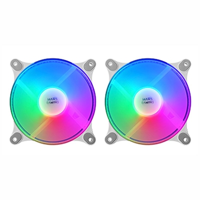KIT DE VENTILADORES MARS GAMING MFDUOW 2 X 120MM FRGB BLANCO