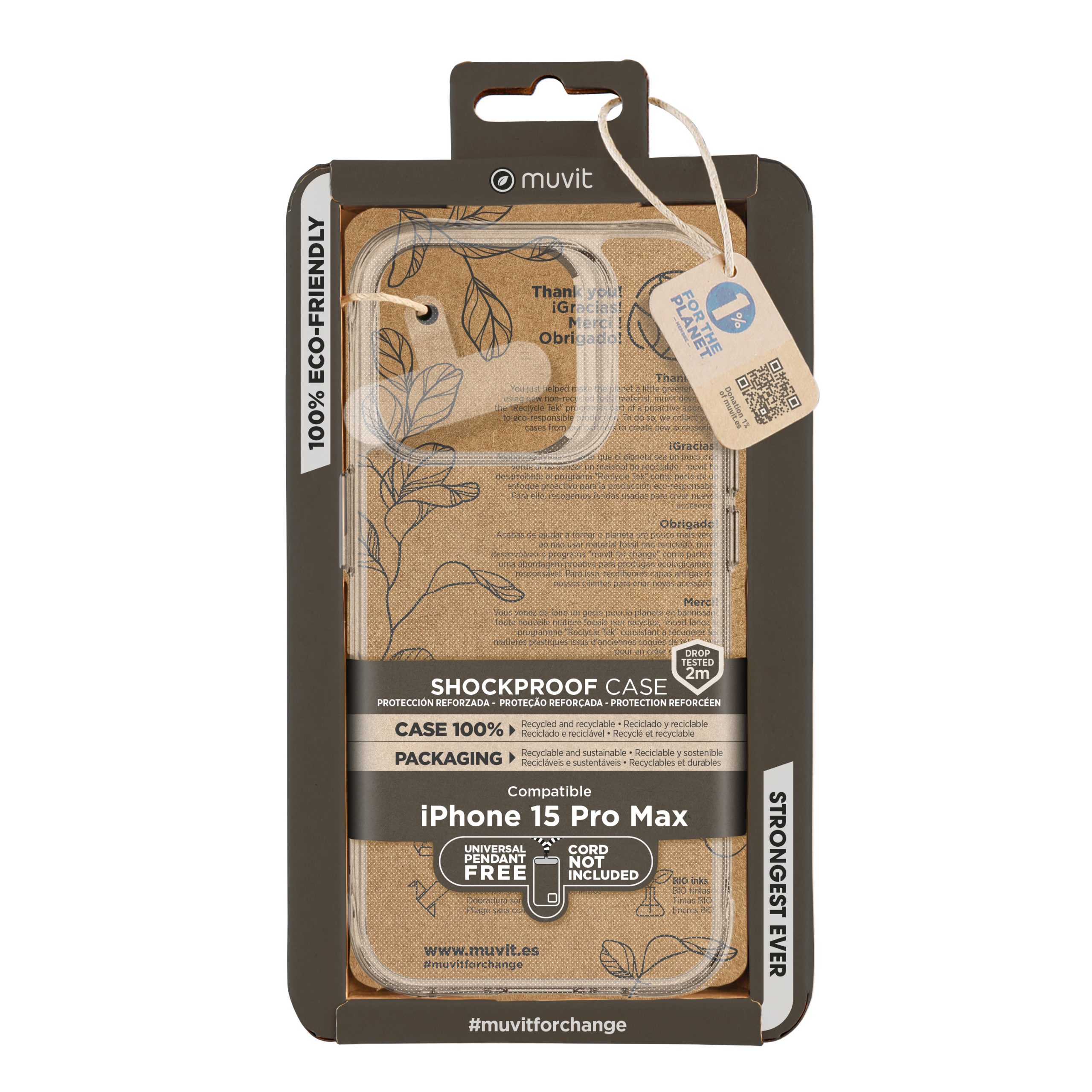 FUNDA MUVIT SHOCKPROOF 2M PARA APPLE IPHONE 15 PRO MAX TRANSPARENTE
