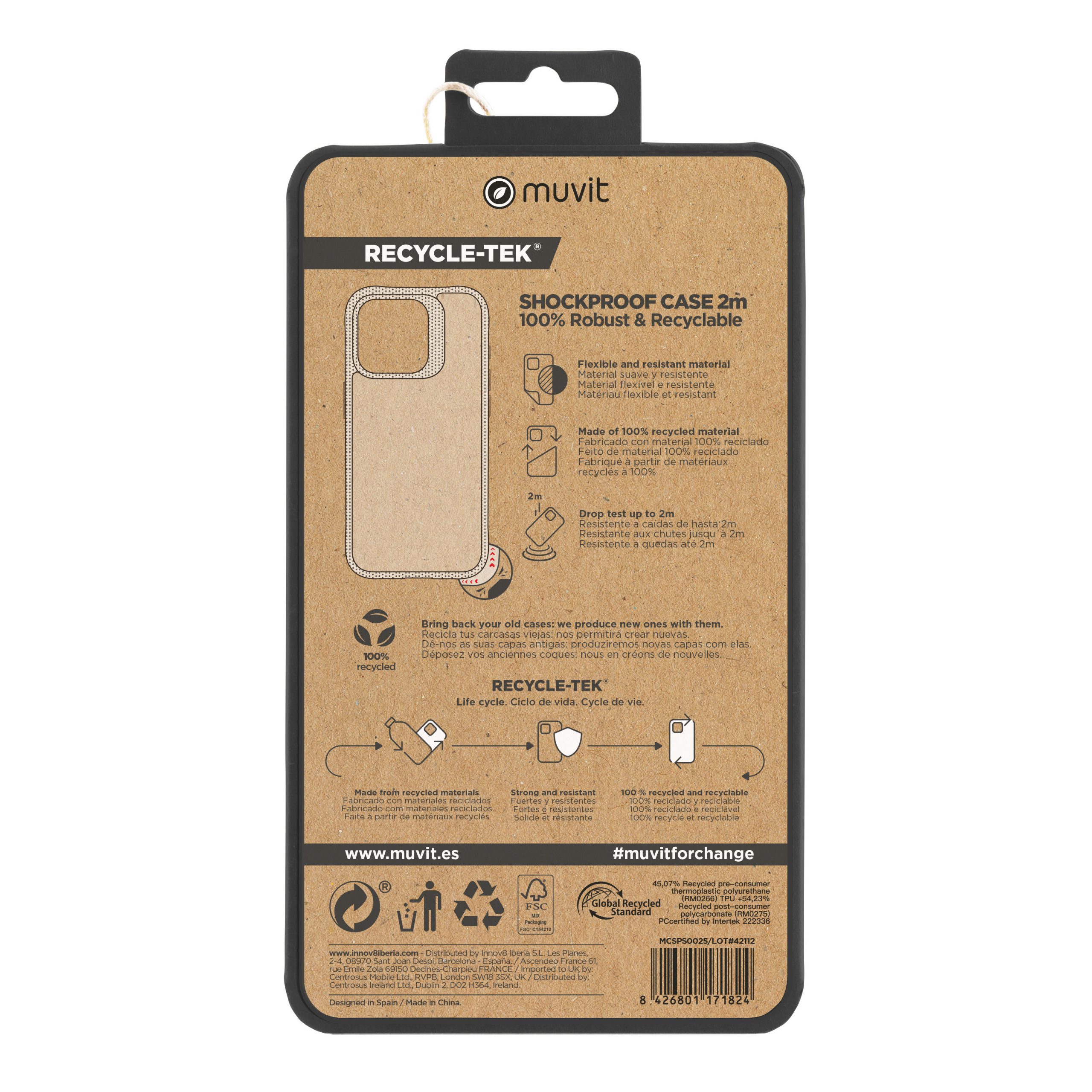 FUNDA MUVIT SHOCKPROOF 2M PARA APPLE IPHONE 15 PRO MAX TRANSPARENTE