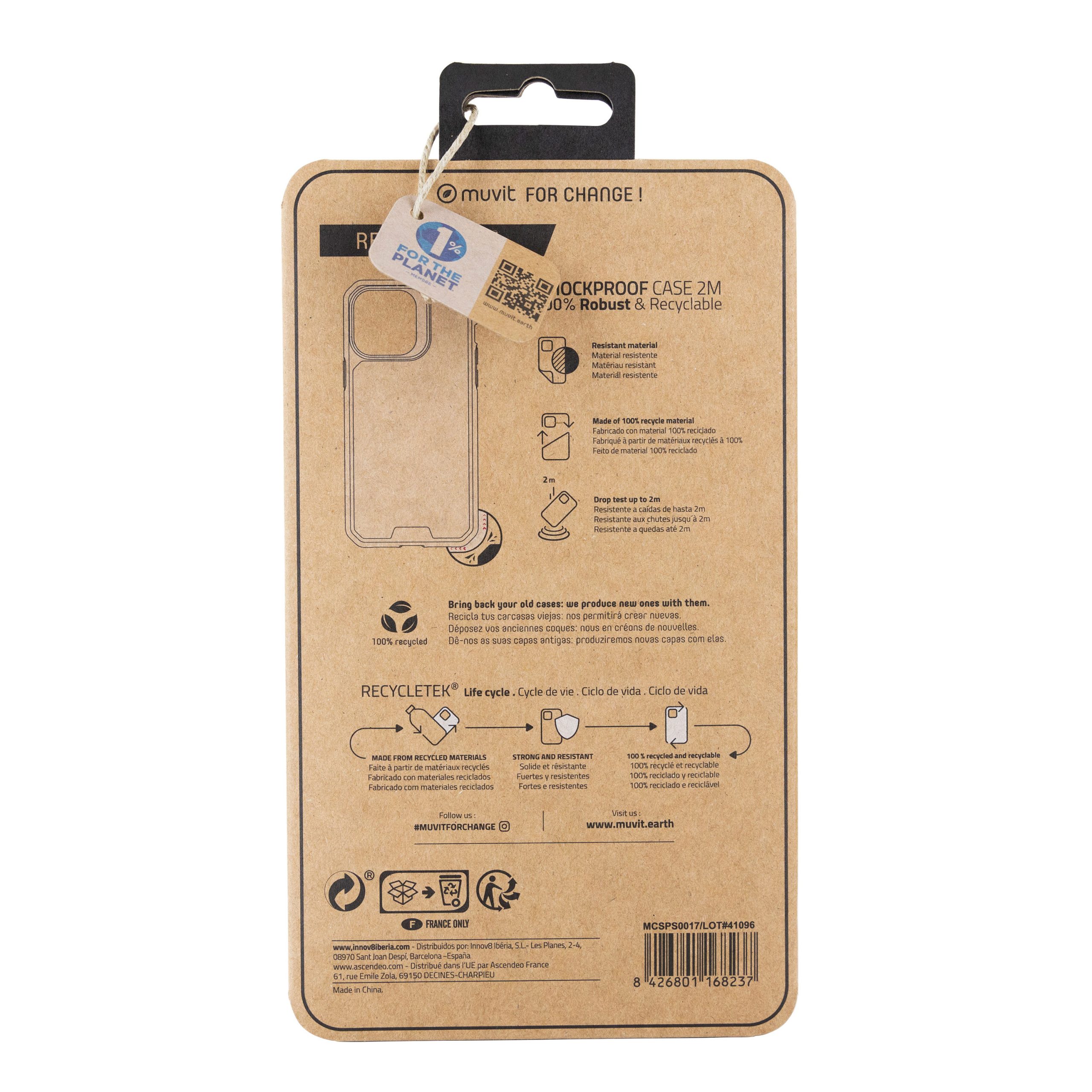 FUNDA MUVIT SHOCKPROOF 2M PARA APPLE IPHONE 14 PRO MAX TRANSPARENTE