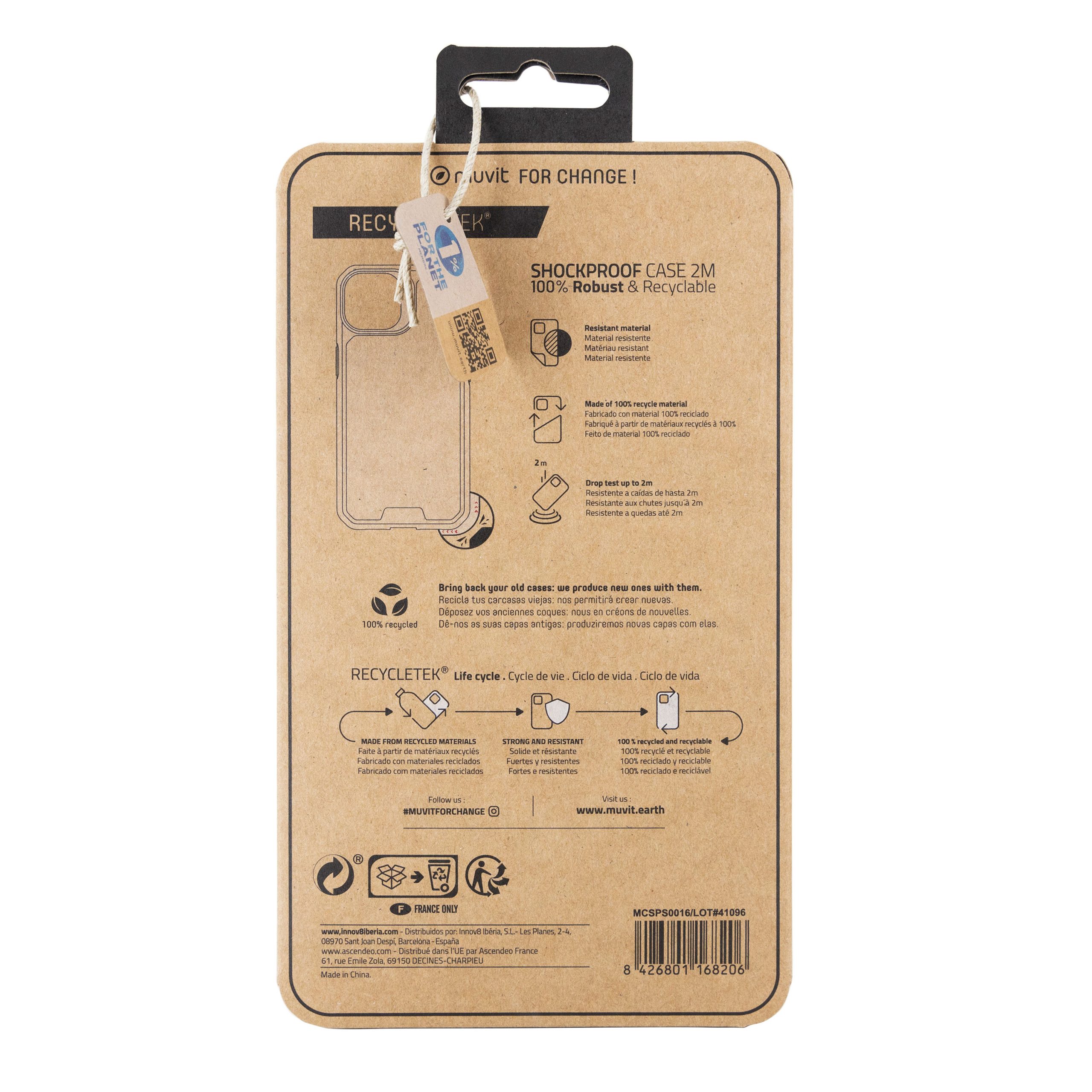 FUNDA MUVIT SHOCKPROOF 2M PARA APPLE IPHONE 14 PLUS TRANSPARENTE