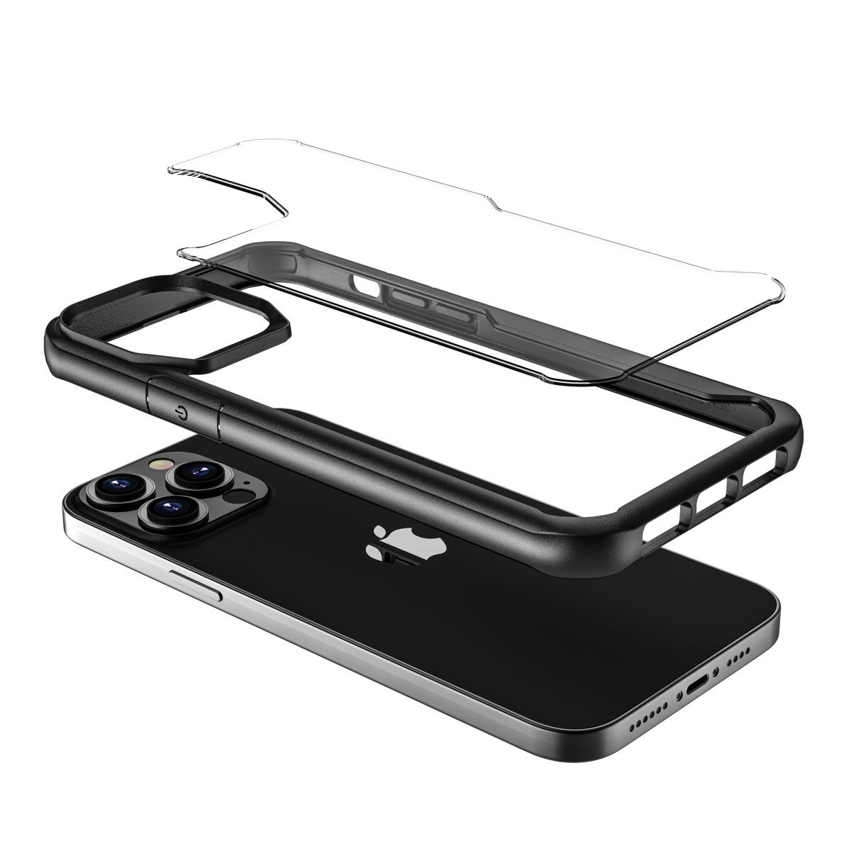 FUNDA MUVIT SHOCKPROOF 2M PARA APPLE IPHONE 13 PRO TRANSPARENTE/NEGRA