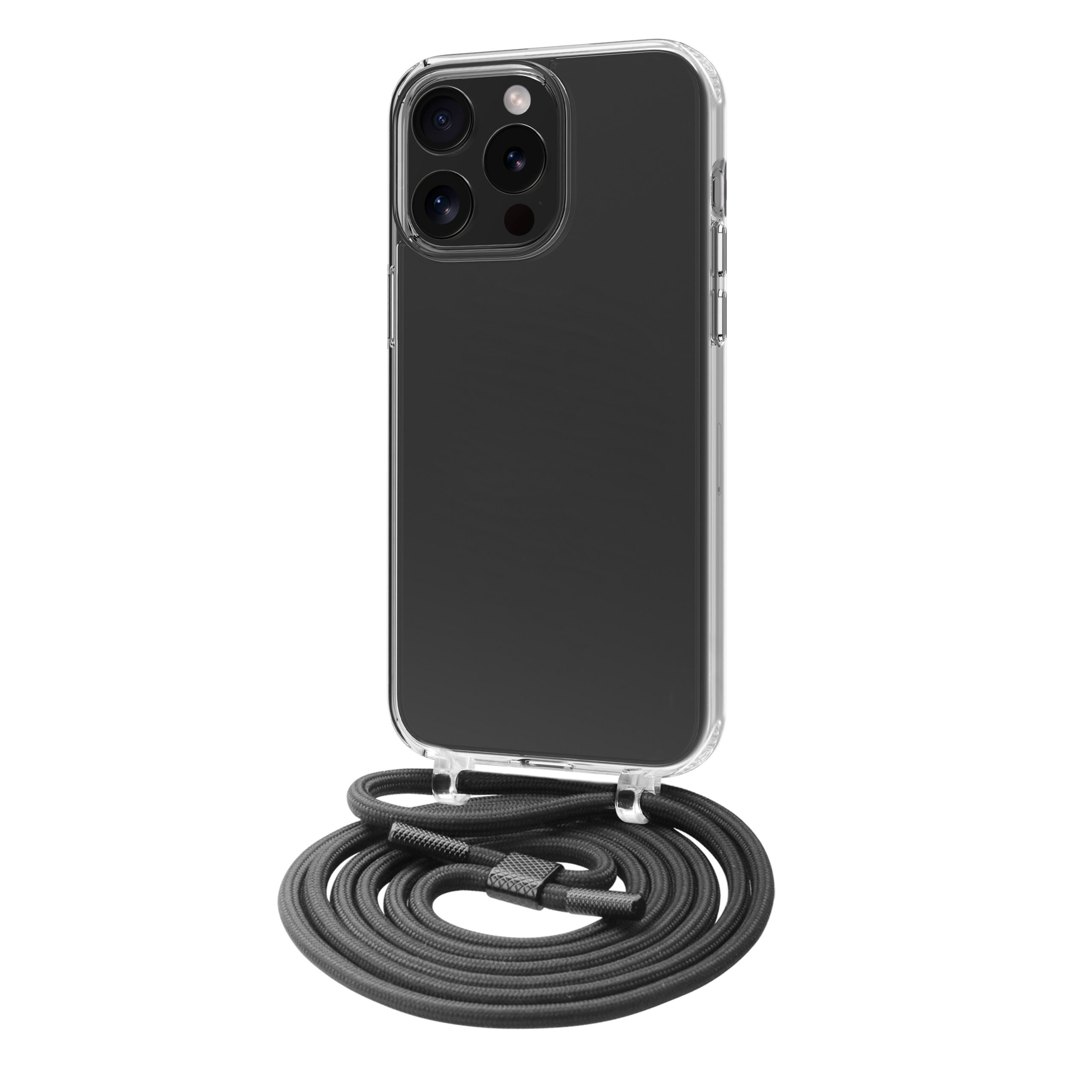 FUNDA MUVIT RECYCLETEK PARA APPLE IPHONE 15 PRO TRANSPARENTE + COLGANTE NEGRO