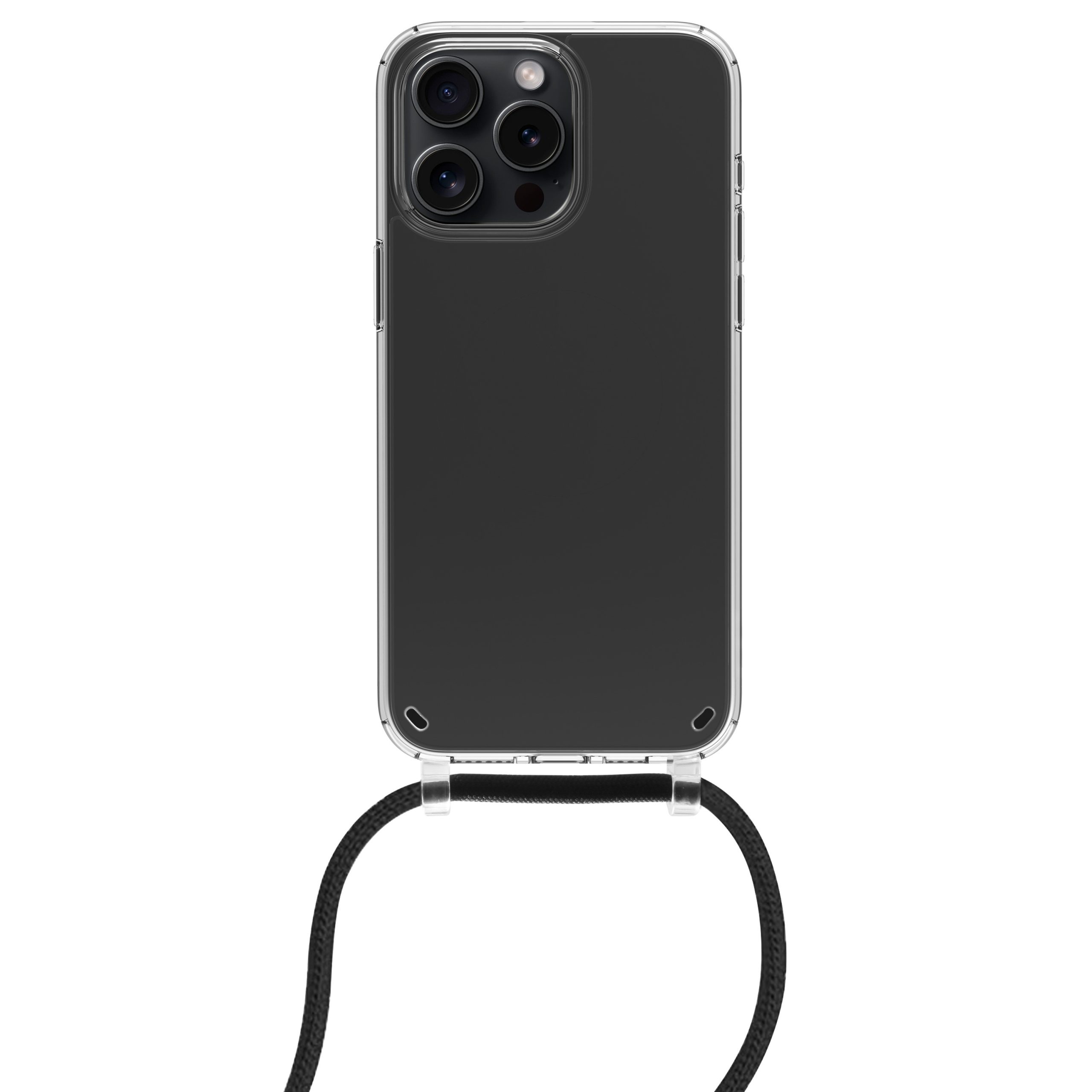 FUNDA MUVIT RECYCLETEK PARA APPLE IPHONE 15 PRO MAX TRANSPARENTE + COLGANTE NEGRO