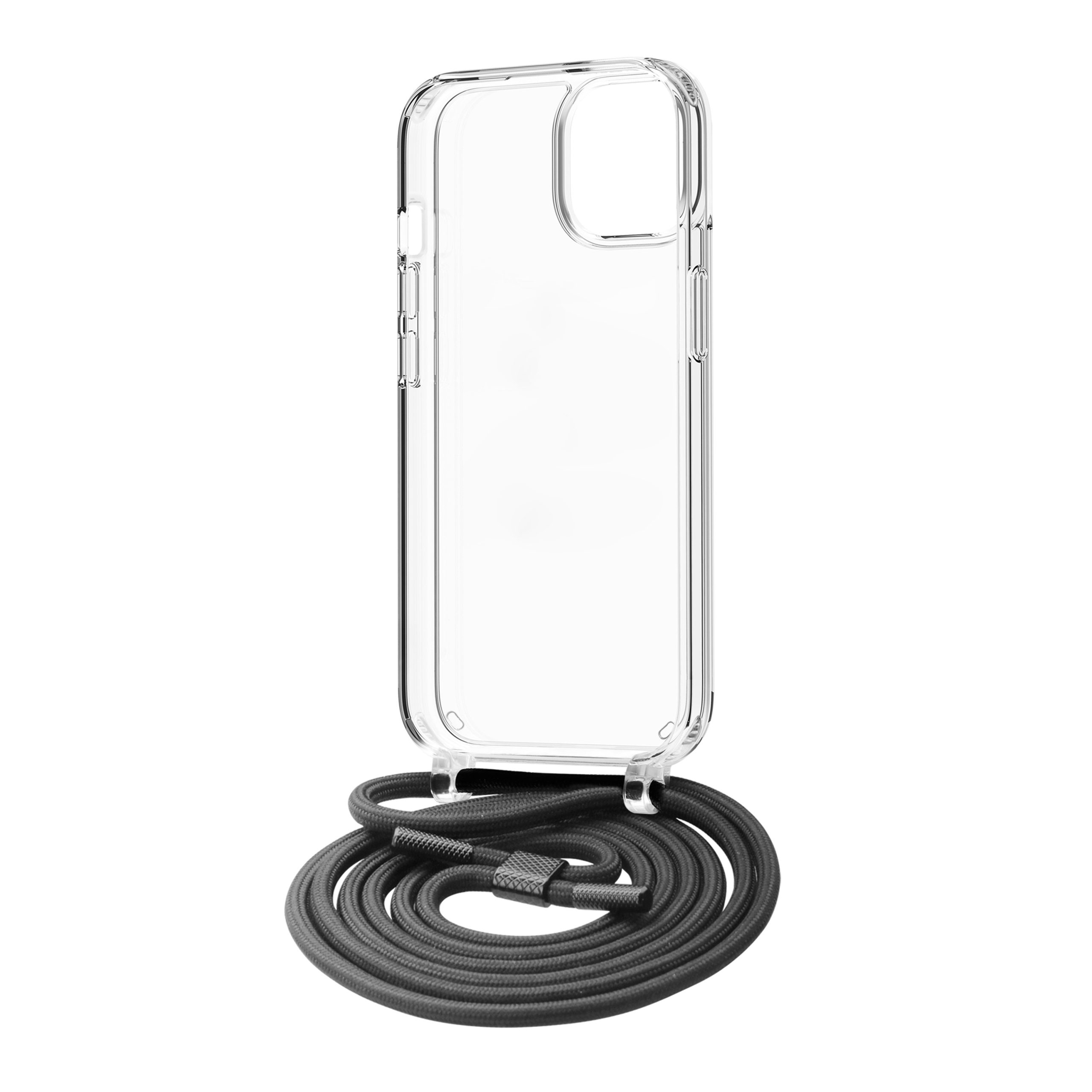 FUNDA MUVIT RECYCLETEK PARA APPLE IPHONE 15 PLUS TRANSPARENTE + COLGANTE NEGRO