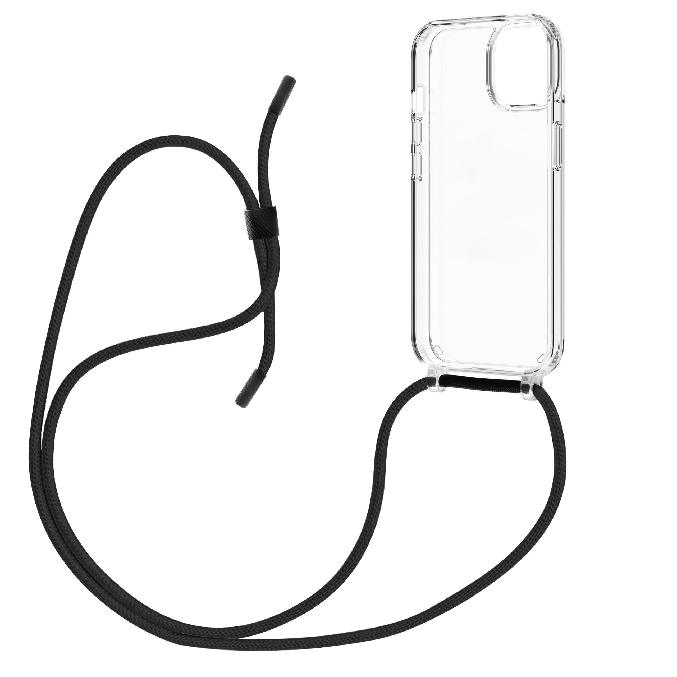 FUNDA MUVIT RECYCLETEK PARA APPLE IPHONE 15 PLUS TRANSPARENTE + COLGANTE NEGRO
