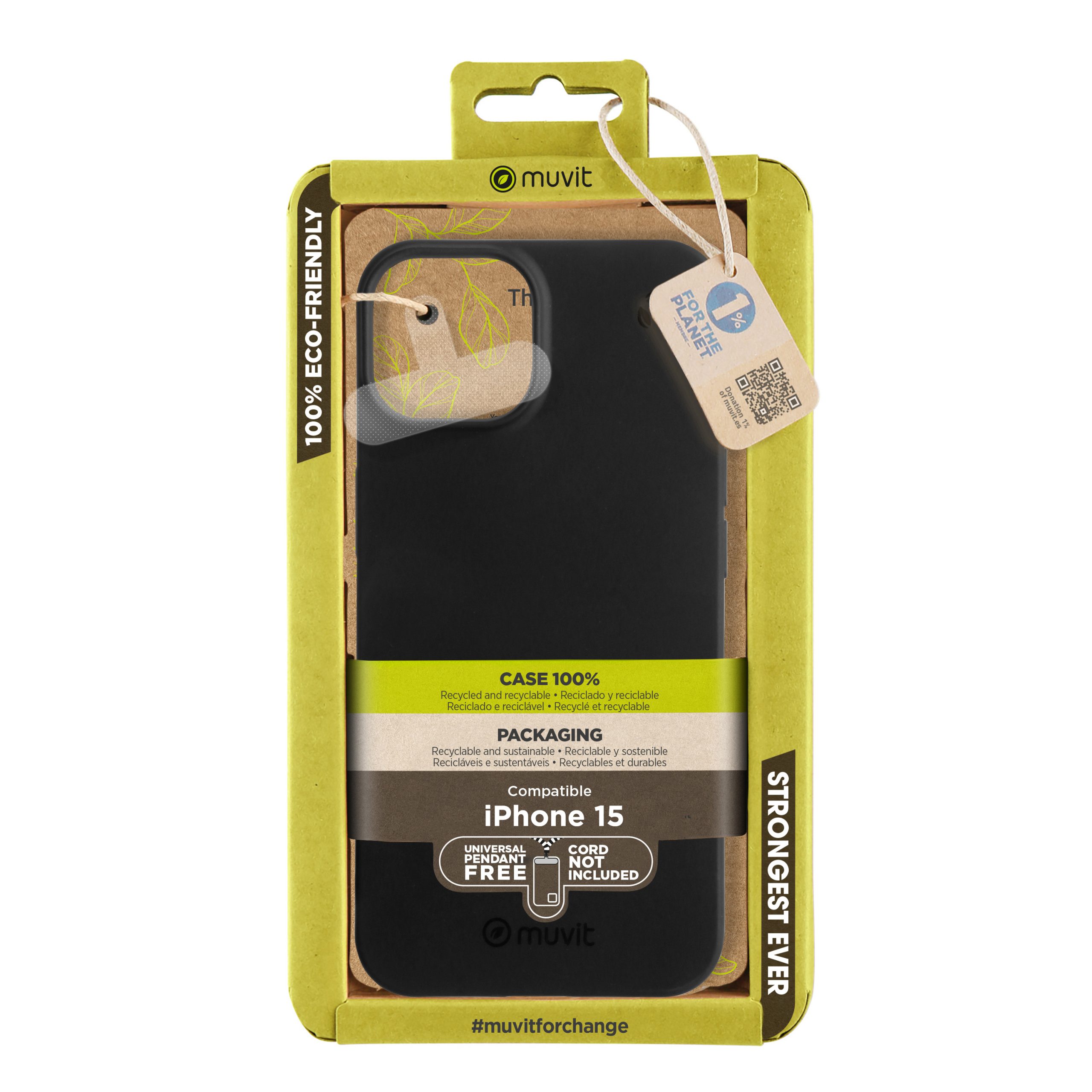 FUNDA MUVIT RECYCLETEK PARA APPLE IPHONE 15 NEGRA