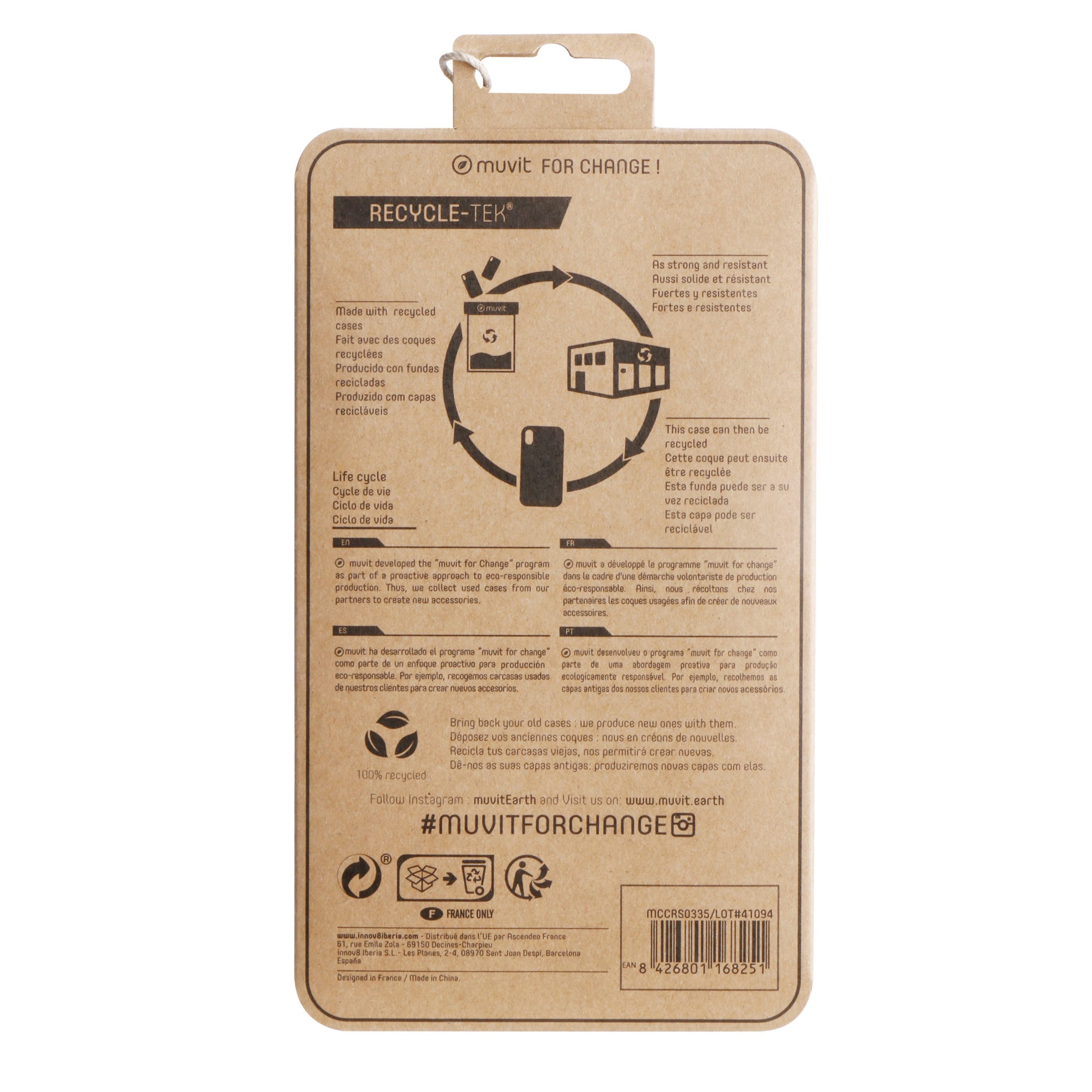FUNDA MUVIT RECYCLETEK PARA APPLE IPHONE 14 PRO TRANSPARENTE