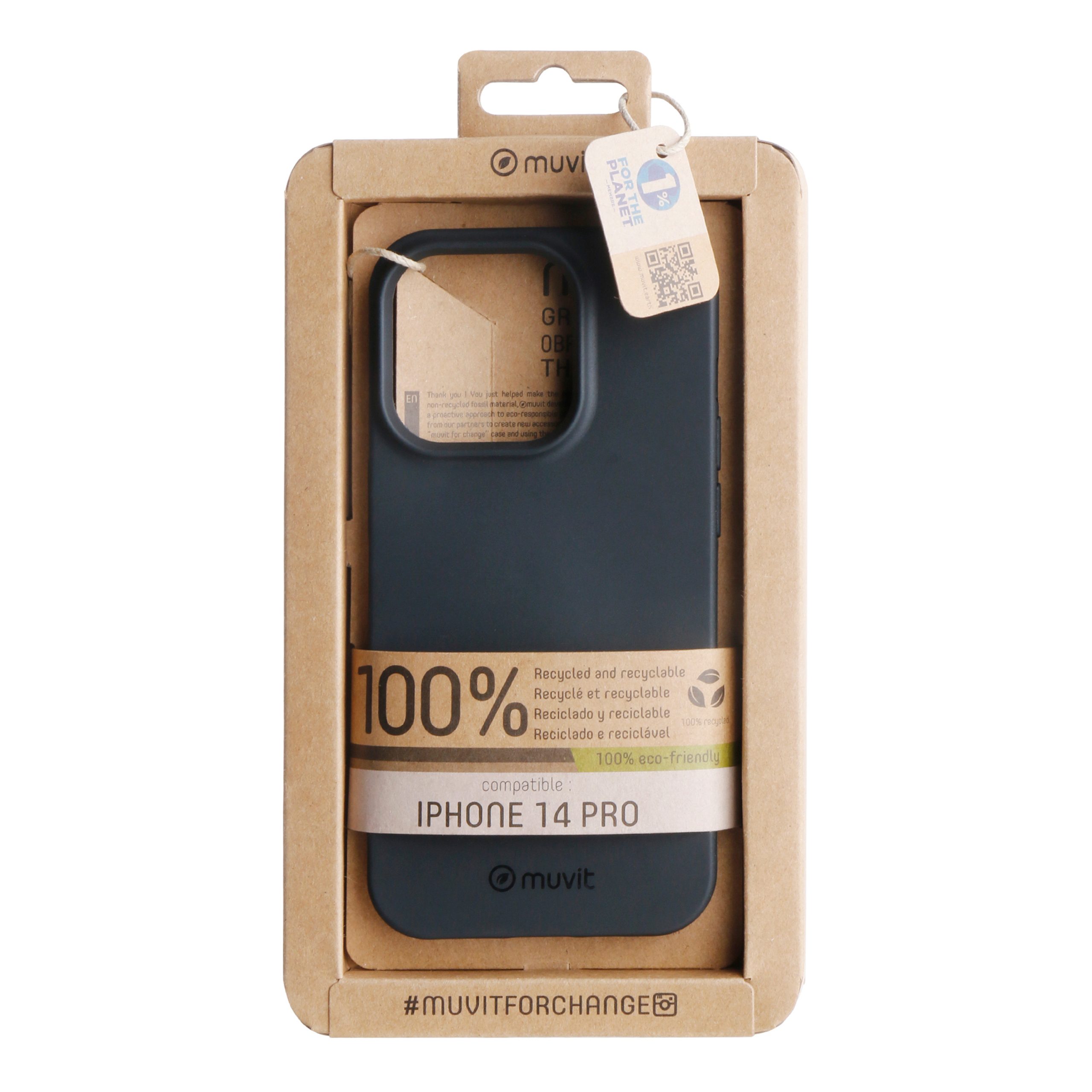 FUNDA MUVIT RECYCLETEK PARA APPLE IPHONE 14 PRO NEGRA