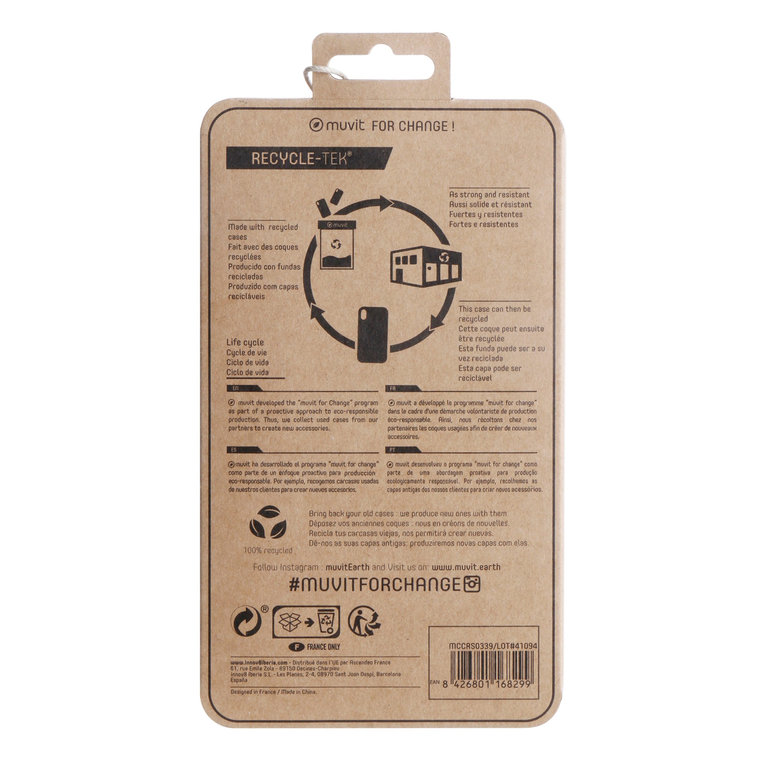 FUNDA MUVIT RECYCLETEK PARA APPLE IPHONE 14 PRO NEGRA