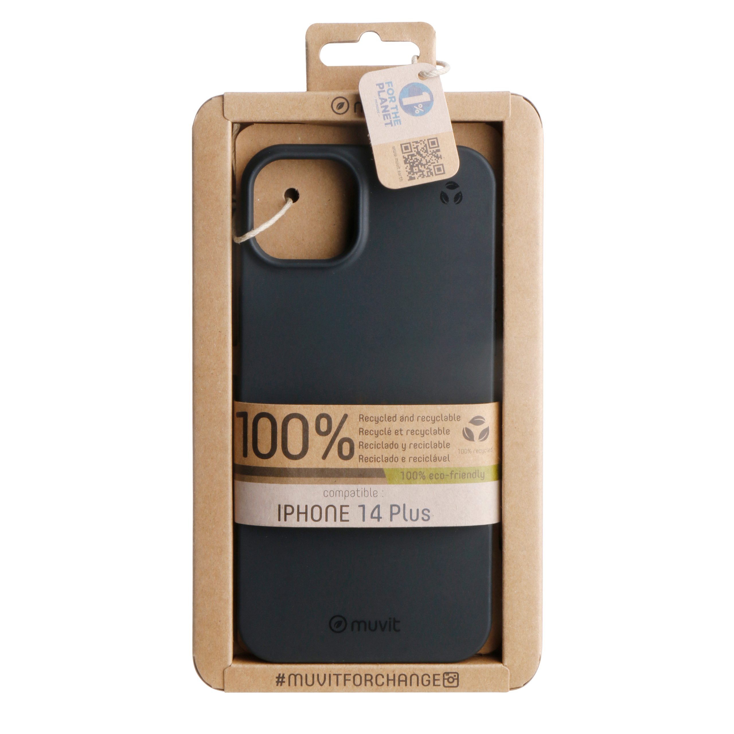 FUNDA MUVIT RECYCLETEK PARA APPLE IPHONE 14 PLUS NEGRA