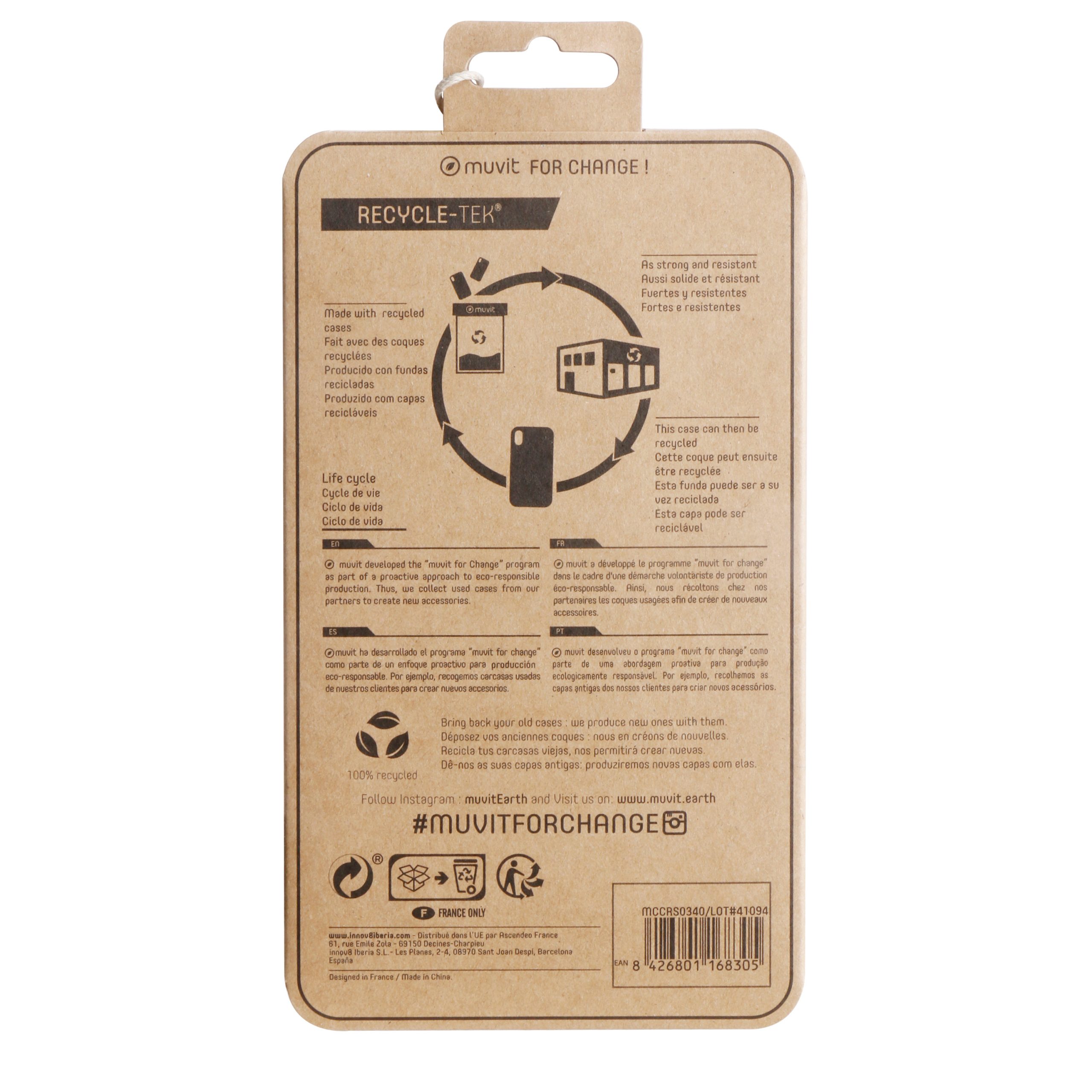 FUNDA MUVIT RECYCLETEK PARA APPLE IPHONE 14 PLUS NEGRA
