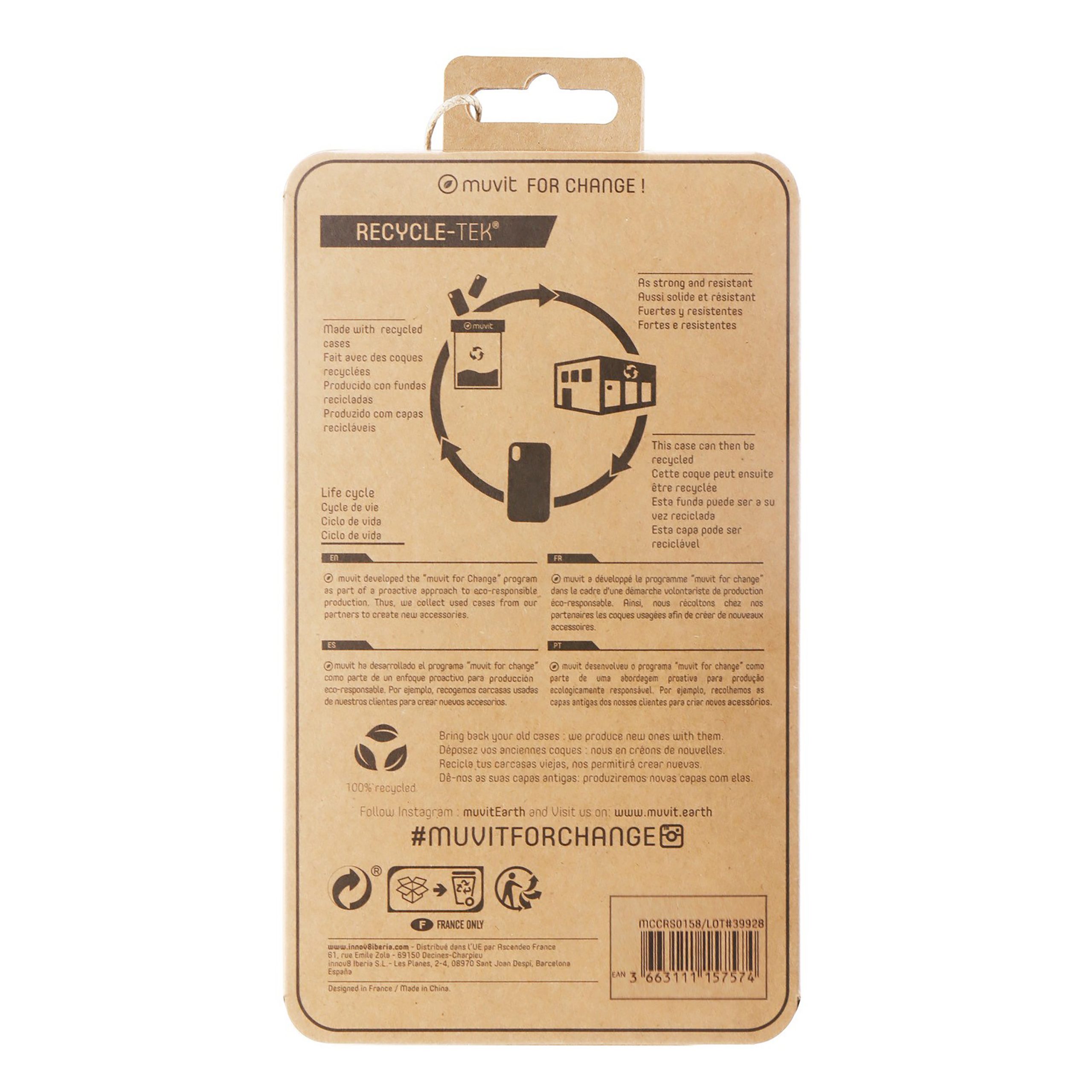 FUNDA MUVIT RECYCLETEK PARA APPLE IPHONE 13 TRANSPARENTE